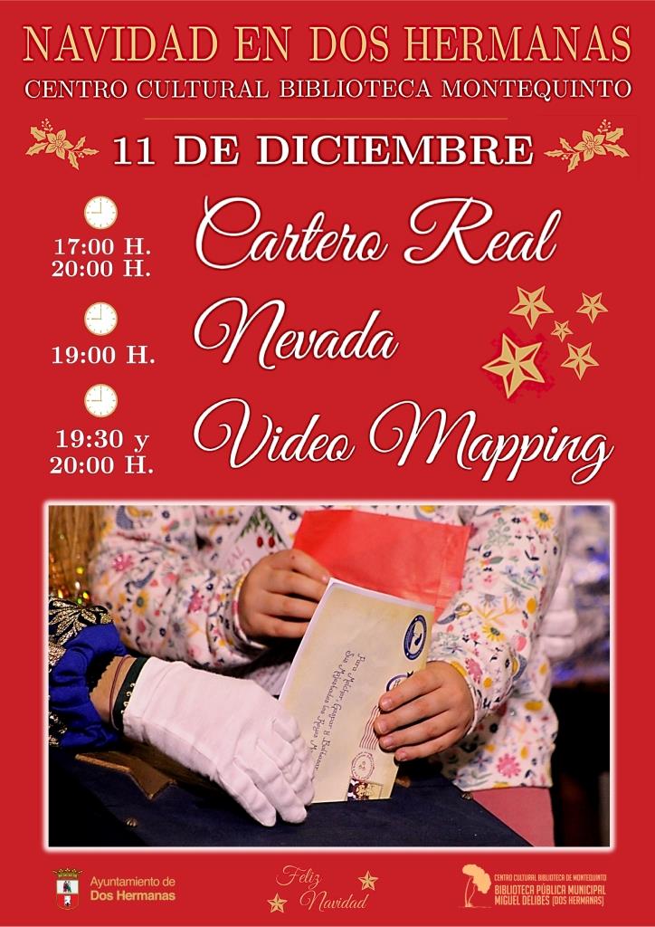 20241211 - Navidad en la Biblioteca de Montequinto: visita del Cartero Real, nevada y video mapping